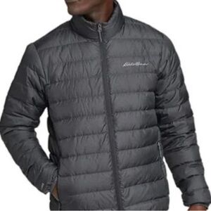 Eddie Bauer Black Quilted Puffer Jacket with Stand-Up Collar